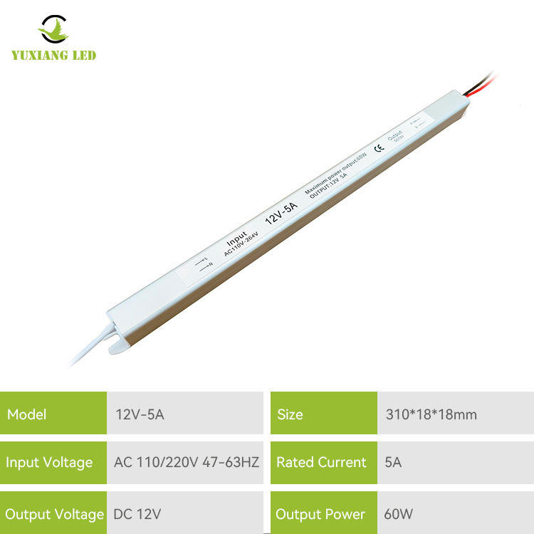 12V 5A 60W simli Ultra dar ultra ince Ultra İnce Led Güç Kaynağı