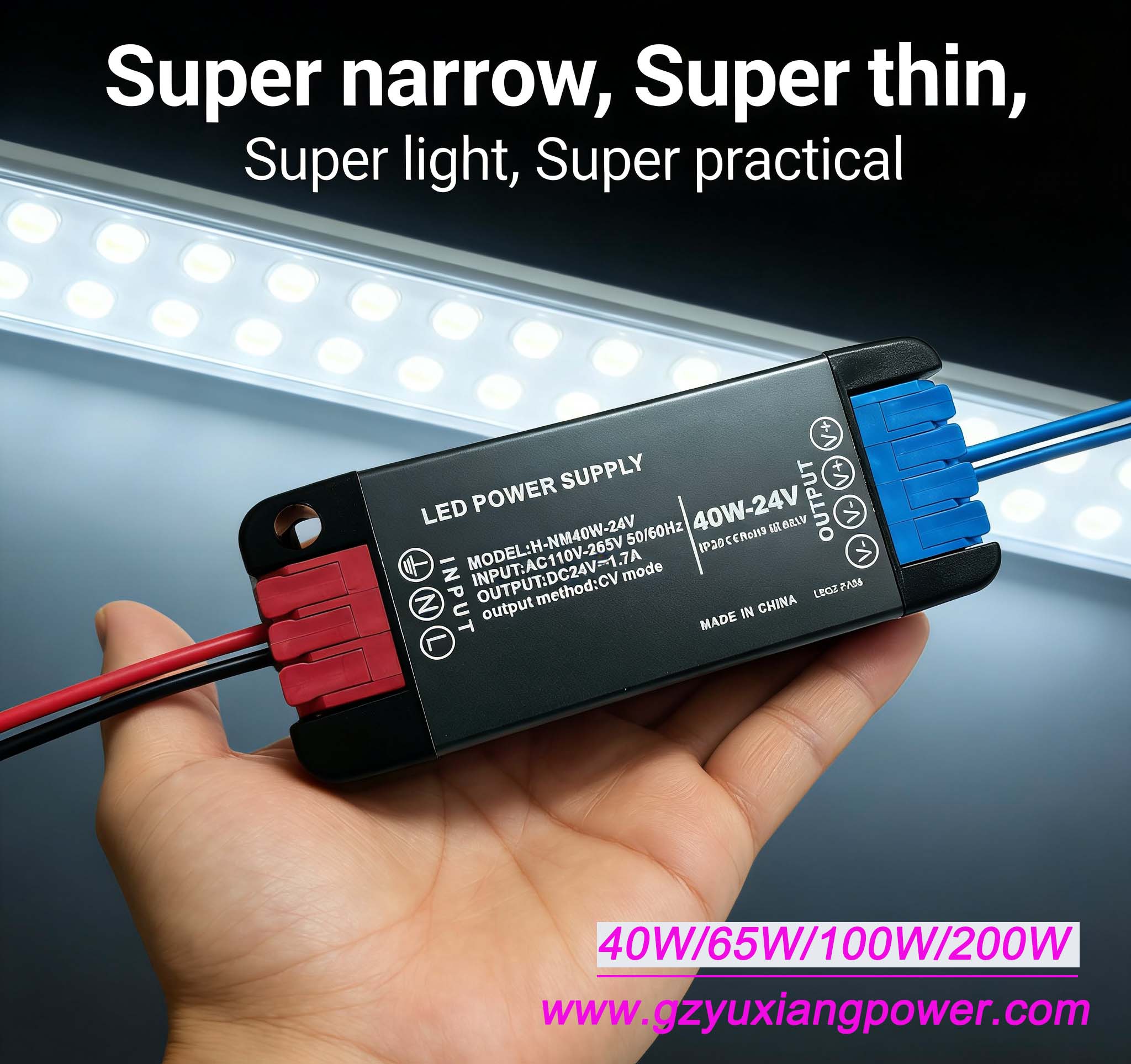 12V/24V geniş voltaj aralığı mini ultra ince DC LED aydınlatma güç kaynağı, küçük boyutlu, yüksek güç.