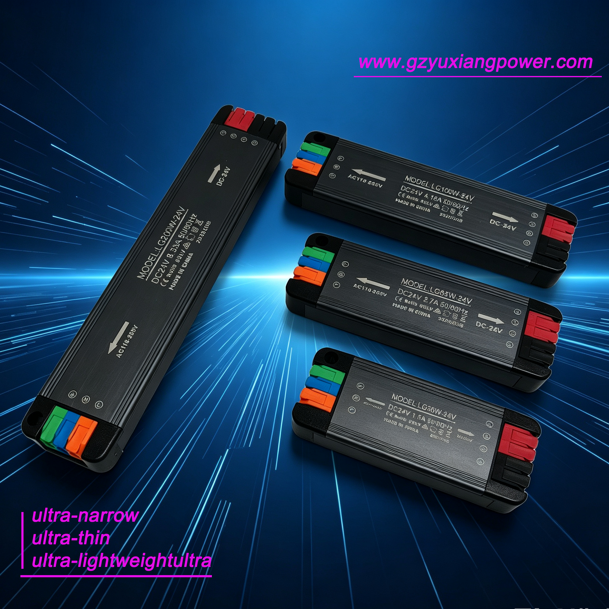 24V geniş voltajlı mini LED ultra ince DC güç kaynağı