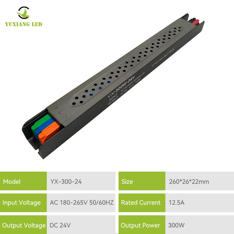 24V 300W LED Ultra İnce Doğrusal Yarı Tutkal Dolgulu Güç Kaynağı