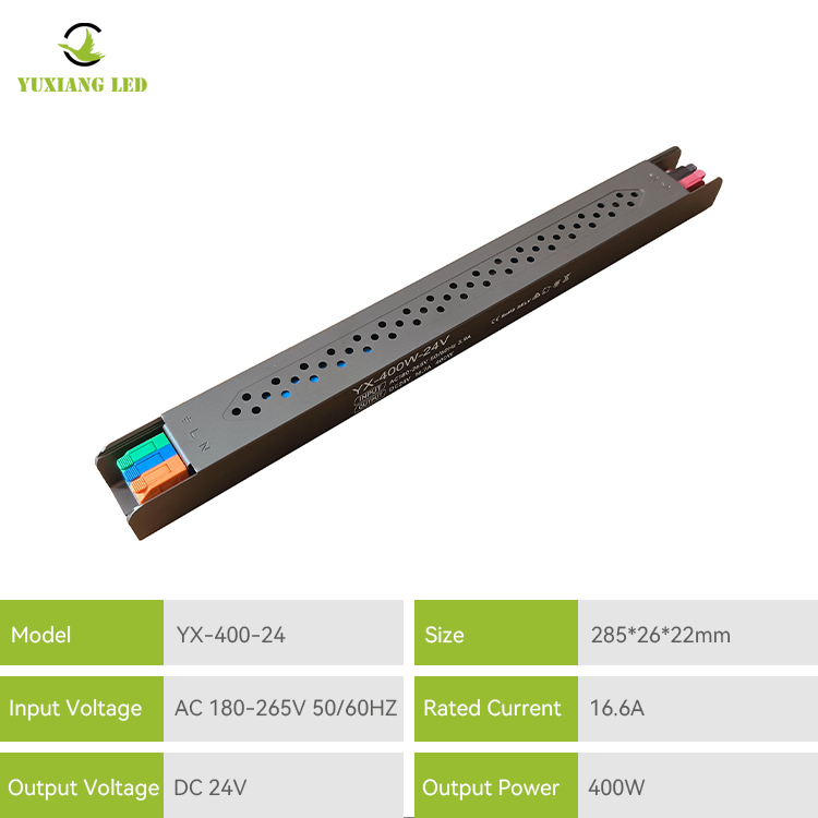 24V 400W LED Ultra İnce Doğrusal Yarı Tutkal Dolgulu Güç Kaynağı