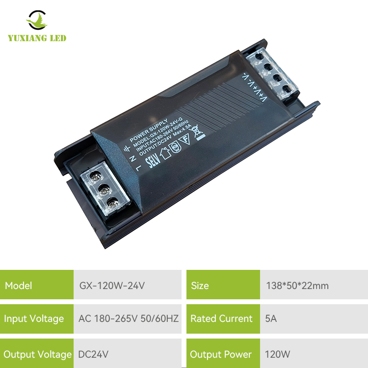 24V120W sabit voltajlı yarı dolu İnce LED anahtarlamalı güç kaynağı