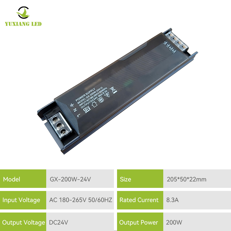 24V200W sabit voltajlı yarı dolu İnce LED anahtarlamalı güç kaynağı