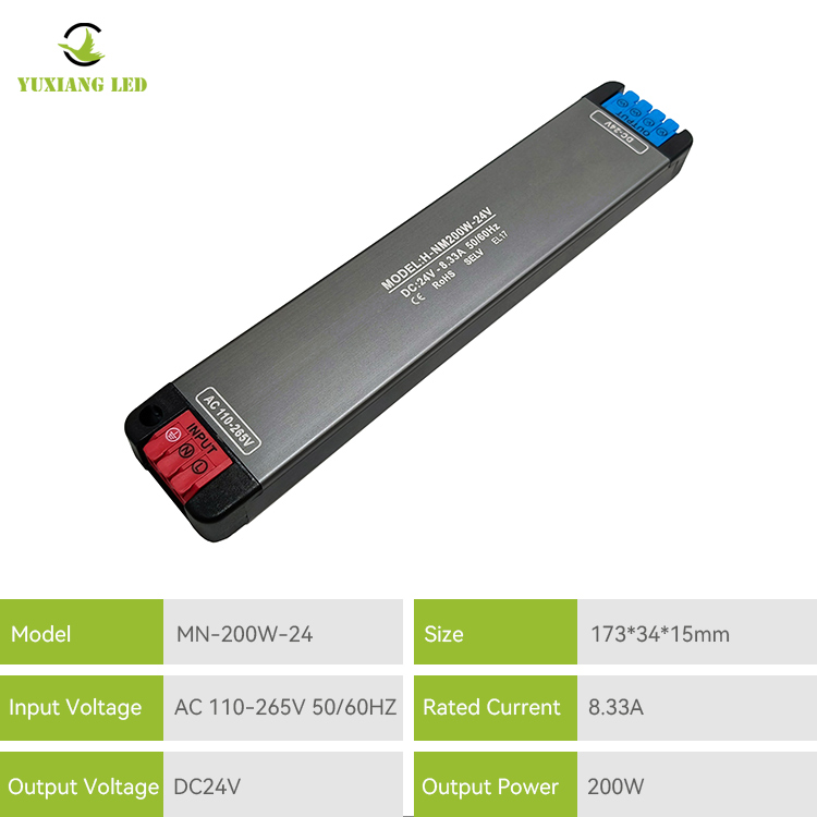 24V200W Geniş Gerilim Mini LED Ultra İnce DC Güç Kaynağı