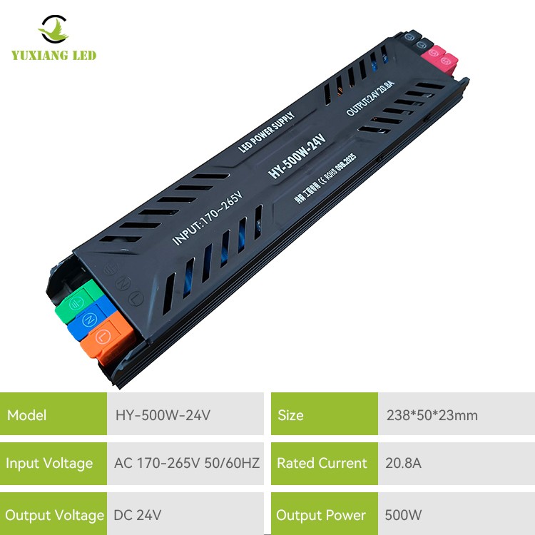 DC 24V 500W Ultra-ince Yarı-saksı LED Güç Kaynağı