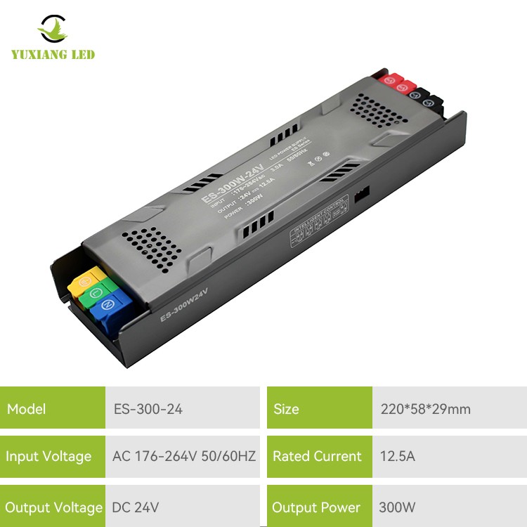 Yarı muhafazalı kısılabilir LED doğrusal güç kaynağı ES modeli 24V 300W